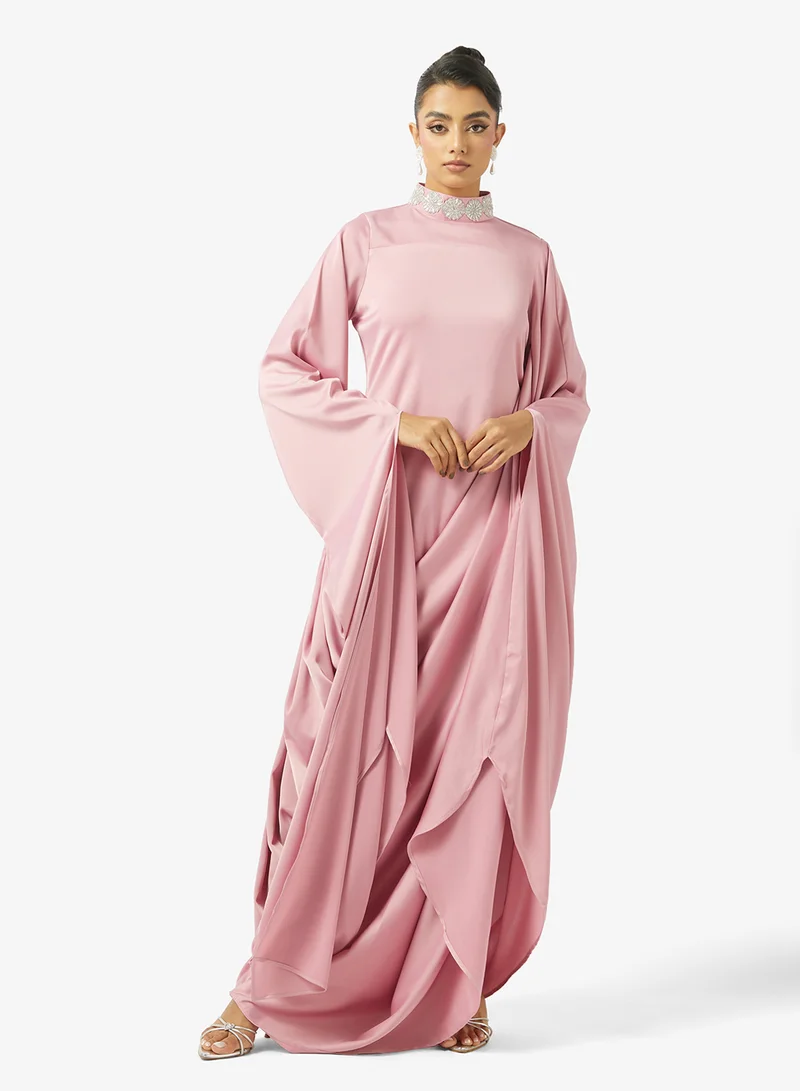 High Neck Silk Maxi Dress